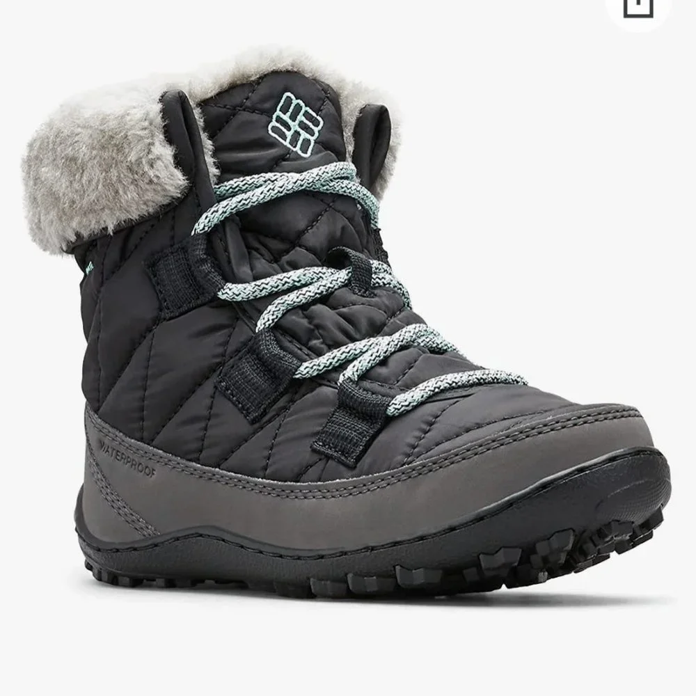 Columbia Youth size 4 Minx Shorty Omni heat waterproof-K snow boot in black/grey - Picture 5 of 15